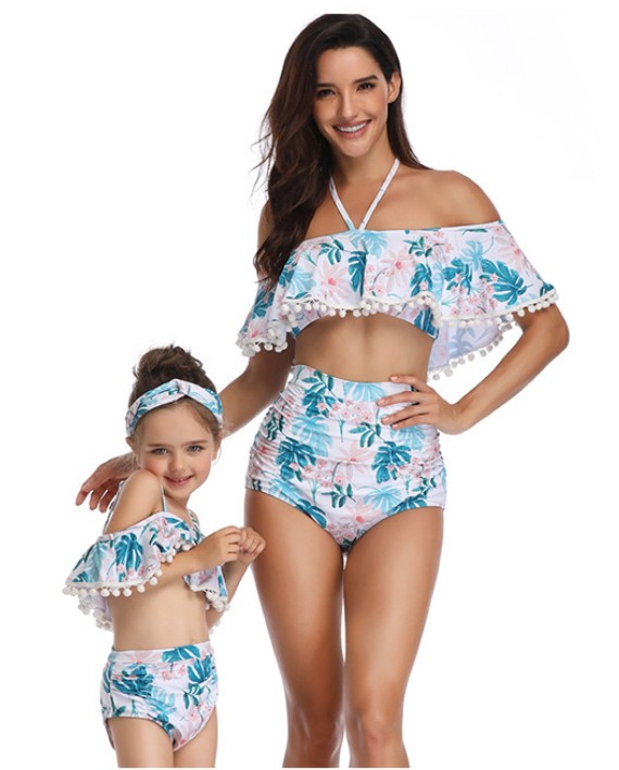 F4731 Girls Swimsuit Two Pieces Bikini Set Ruffle Swimwear